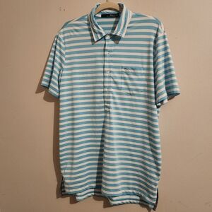 RLX Ralph Lauren Performance Polo‎ Pocket Golf Shirt - Medium Stripes Blue White
